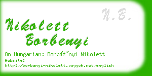 nikolett borbenyi business card